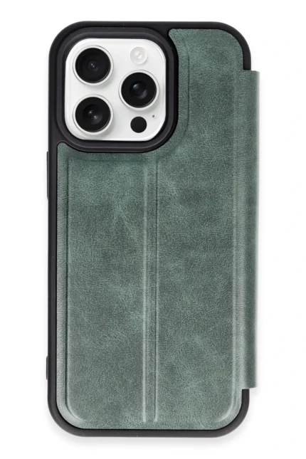 Uray store Apple iPhone 14 Pro Max Kılıf Flip Cover - Koyu Yeşil