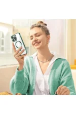 Uray store Apple iPhone 14 Pro Max Kılıf Kross Magneticsafe Kapak - Koyu Yeşil - Görsel 2