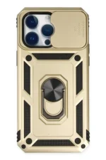 Uray store Apple iPhone 14 Pro Max Kılıf Pars Lens Yüzüklü Silikon - Gold