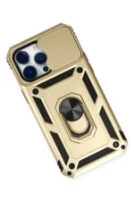 Uray store Apple iPhone 14 Pro Max Kılıf Pars Lens Yüzüklü Silikon - Gold - Görsel 3