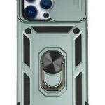 Uray store Apple iPhone 14 Pro Max Kılıf Pars Lens Yüzüklü Silikon - Yeşil