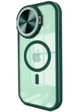 Uray store Apple iPhone 14 Pro Max Kılıf Teleskop Lens Magsafe Silikon Kapak - Koyu Yeşil