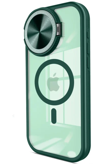 Uray store Apple iPhone 14 Pro Max Kılıf Teleskop Lens Magsafe Silikon Kapak - Koyu Yeşil