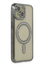 Uray store Apple iPhone 15 Kılıf Joke Simli Magneticsafe Kılıf - Gri