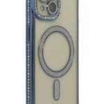 Uray store Apple iPhone 15 Kılıf Joke Simli Magneticsafe Kılıf - Lacivert