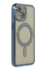 Uray store Apple iPhone 15 Kılıf Joke Simli Magneticsafe Kılıf - Lacivert