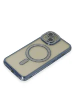 Uray store Apple iPhone 15 Kılıf Joke Simli Magneticsafe Kılıf - Lacivert - Görsel 3