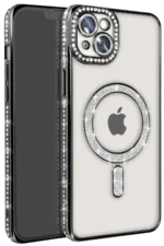 Uray store Apple iPhone 15 Kılıf Joke Simli Magneticsafe Kılıf - Siyah