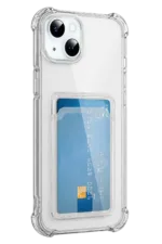 Uray store Apple iPhone 15 Kılıf Kart Şeffaf Silikon - Şeffaf