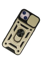 Uray store Apple iPhone 15 Kılıf Pars Lens Yüzüklü Silikon - Gold - Görsel 3