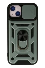 Uray store Apple iPhone 15 Kılıf Pars Lens Yüzüklü Silikon - Yeşil