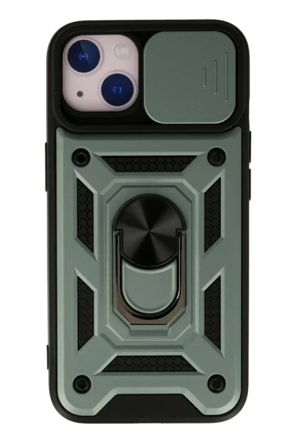 Uray store Apple iPhone 15 Kılıf Pars Lens Yüzüklü Silikon - Yeşil