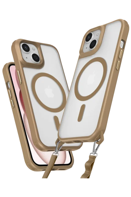 Uray store Apple iPhone 15 Plus Kılıf Enka Magsafe Silikon Kılıf - Desert