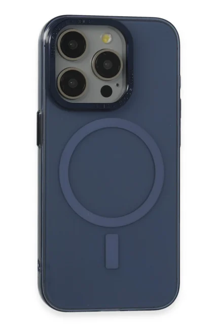 Uray store Apple iPhone 15 Pro Kılıf Anka PC Magneticsafe Sert Metal Kapak - Lacivert