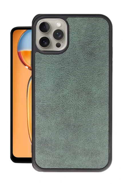 Uray store Apple iPhone 15 Pro Kılıf Aras Deri Kapak - Koyu Yeşil