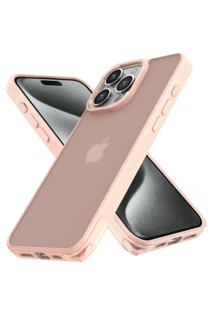 Uray store Apple iPhone 15 Pro Kılıf Elegant Kapak - Pudra