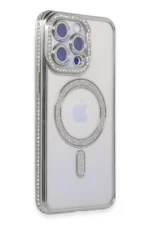 Uray store Apple iPhone 15 Pro Kılıf Joke Simli Magneticsafe Kılıf - Gümüş