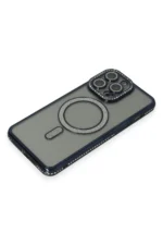 Uray store Apple iPhone 15 Pro Kılıf Joke Simli Magneticsafe Kılıf - Lacivert - Görsel 3