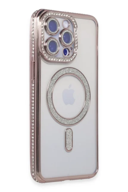 Uray store Apple iPhone 15 Pro Kılıf Joke Simli Magneticsafe Kılıf - Pembe
