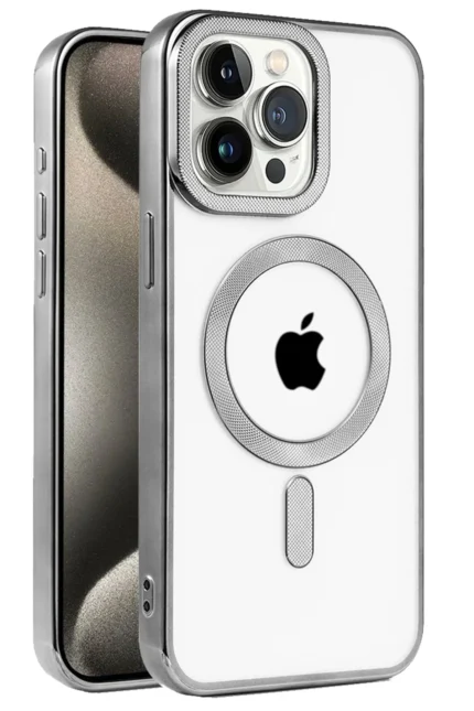 Uray store Apple iPhone 15 Pro Kılıf Kronos Magsafe Kapak - Titanyum Gri