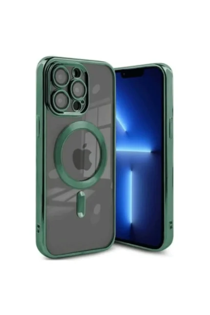 Uray store Apple iPhone 15 Pro Kılıf Kross Magneticsafe Kapak - Koyu Yeşil