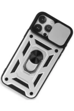 Uray store Apple iPhone 15 Pro Kılıf Pars Lens Yüzüklü Silikon - Gümüş - Görsel 2