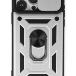 Uray store Apple iPhone 15 Pro Kılıf Pars Lens Yüzüklü Silikon - Gümüş