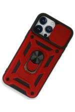 Uray store Apple iPhone 15 Pro Kılıf Pars Lens Yüzüklü Silikon - Kırmızı - Görsel 2