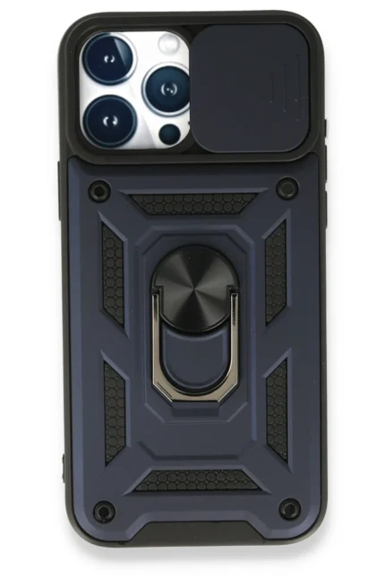 Uray store Apple iPhone 15 Pro Kılıf Pars Lens Yüzüklü Silikon - Lacivert