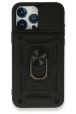 Uray store Apple iPhone 15 Pro Kılıf Pars Lens Yüzüklü Silikon - Siyah
