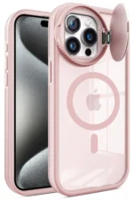 Uray store Apple iPhone 15 Pro Kılıf Teleskop Lens Magsafe Silikon Kapak - Pembe - Görsel 2