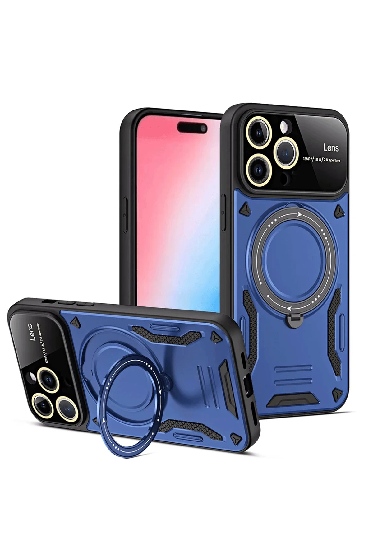 newface-iphone-15-pro-kilif-trend-s-plus-kapakli-kilif-lacivert-default Uray store Apple iPhone 15 Pro Joy Lens Standlı Kapak - Lacivert - Görsel 1