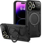 Uray store Apple iPhone 15 Pro Kılıf Joy Lens Standlı Kapak - Siyah