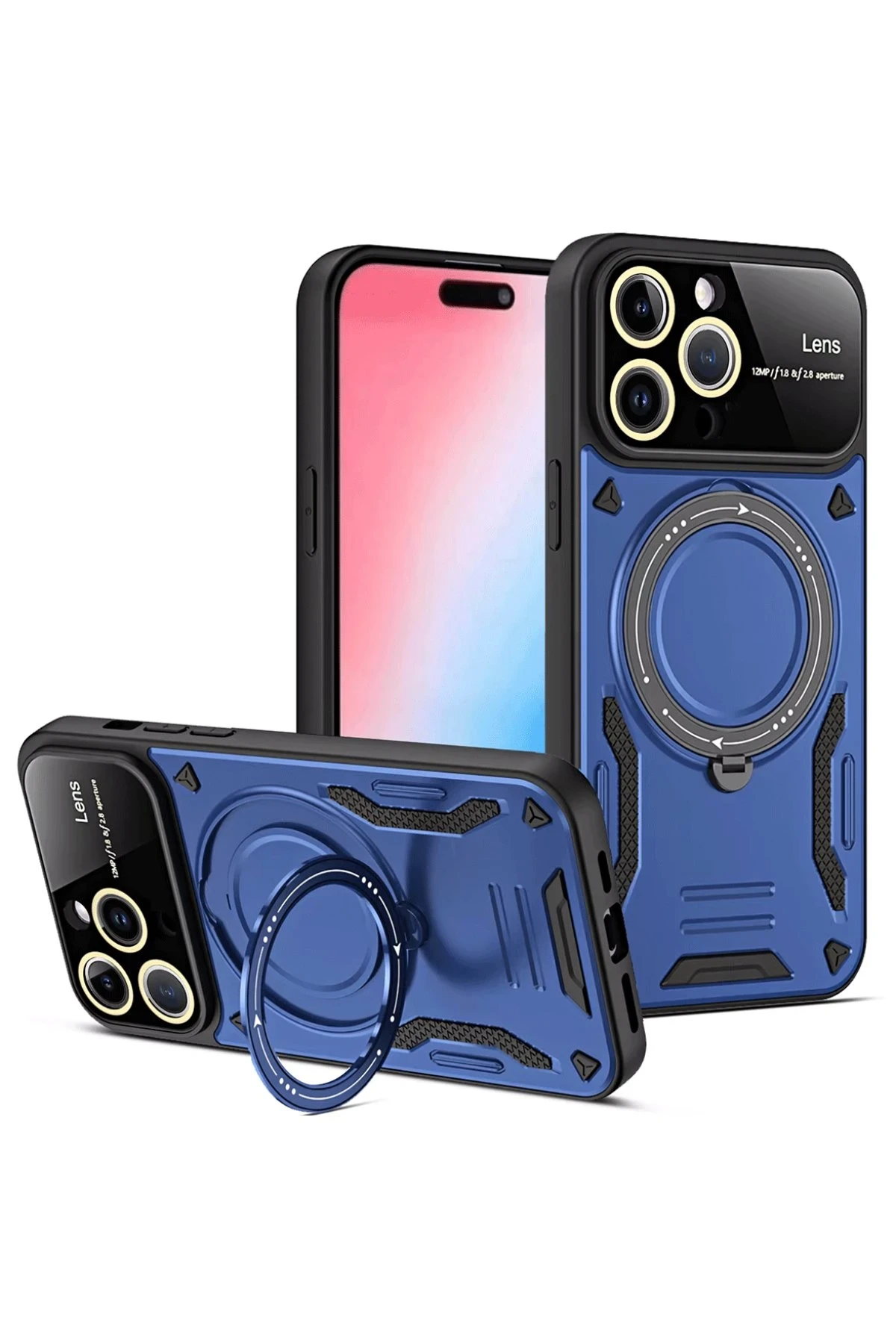 newface-iphone-15-pro-max-joy-lens-standli-kapak-lacivert-default Uray store Apple iPhone 15 Pro Max Joy Lens Standlı Kapak - Lacivert - Görsel 1
