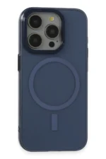 Uray store Apple iPhone 15 Pro Max Kılıf Anka PC Magneticsafe Sert Metal Kapak - Lacivert - Görsel 2