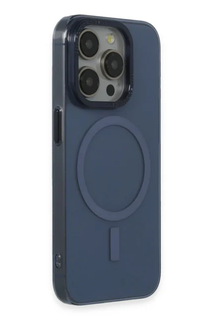 Uray store Apple iPhone 15 Pro Max Kılıf Anka PC Magneticsafe Sert Metal Kapak - Lacivert