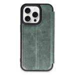 Uray store Apple iPhone 15 Pro Max Kılıf Flip Cover - Koyu Yeşil