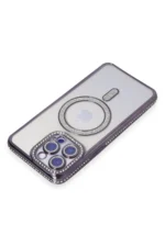 Uray store Apple iPhone 15 Pro Max Kılıf Joke Simli Magneticsafe Kılıf - Derin Mor - Görsel 2