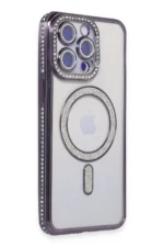 Uray store Apple iPhone 15 Pro Max Kılıf Joke Simli Magneticsafe Kılıf - Derin Mor