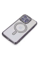 Uray store Apple iPhone 15 Pro Max Kılıf Joke Simli Magneticsafe Kılıf - Derin Mor - Görsel 3