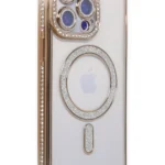 Uray store Apple iPhone 15 Pro Max Kılıf Joke Simli Magneticsafe Kılıf - Gold