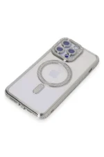 Uray store Apple iPhone 15 Pro Max Kılıf Joke Simli Magneticsafe Kılıf - Gümüş - Görsel 3