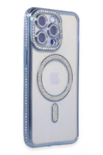 Uray store Apple iPhone 15 Pro Max Kılıf Joke Simli Magneticsafe Kılıf - Mavi