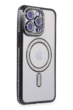 Uray store Apple iPhone 15 Pro Max Kılıf Joke Simli Magneticsafe Kılıf - Siyah