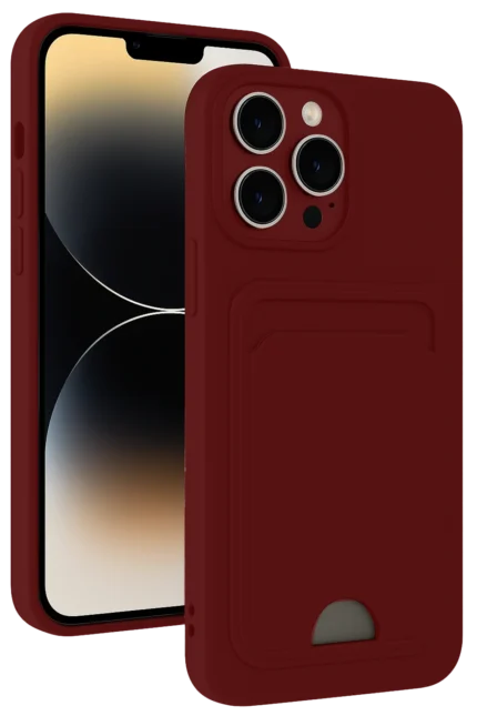 Uray store Apple iPhone 15 Pro Max Kılıf Kelvin Kartvizitli Silikon - Bordo