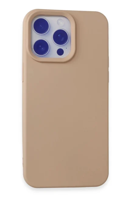 Uray store Apple iPhone 15 Pro Max Kılıf Nano içi Kadife Silikon - Pudra