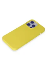 Uray store Apple iPhone 15 Pro Max Kılıf Nano içi Kadife Silikon - Sarı - Görsel 4