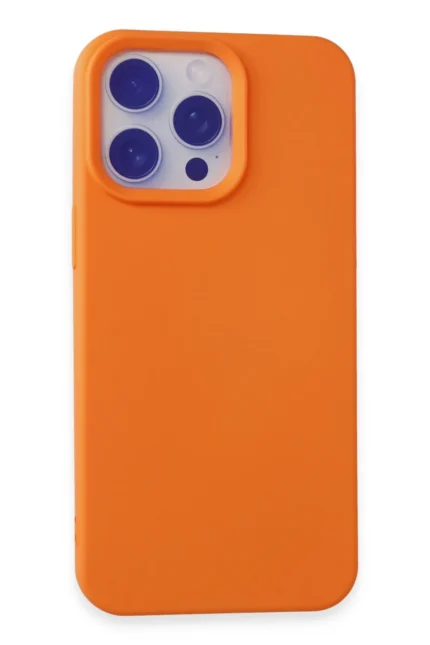 Uray store Apple iPhone 15 Pro Max Kılıf Nano içi Kadife Silikon - Turuncu