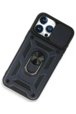Uray store Apple iPhone 15 Pro Max Kılıf Pars Lens Yüzüklü Silikon - Lacivert - Görsel 2