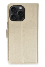 Uray store Apple iPhone 15 Pro Max Kılıf Trend S Plus Kapaklı Kılıf - Gold